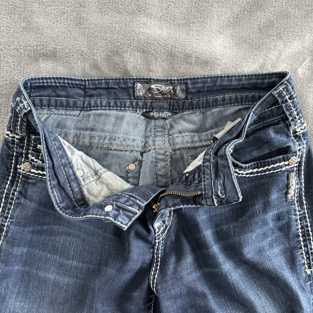Silver Jeans Co. Dark Wash Denim Embellished Pocket Women's Jeans 27x33 - Picture 13 of 13